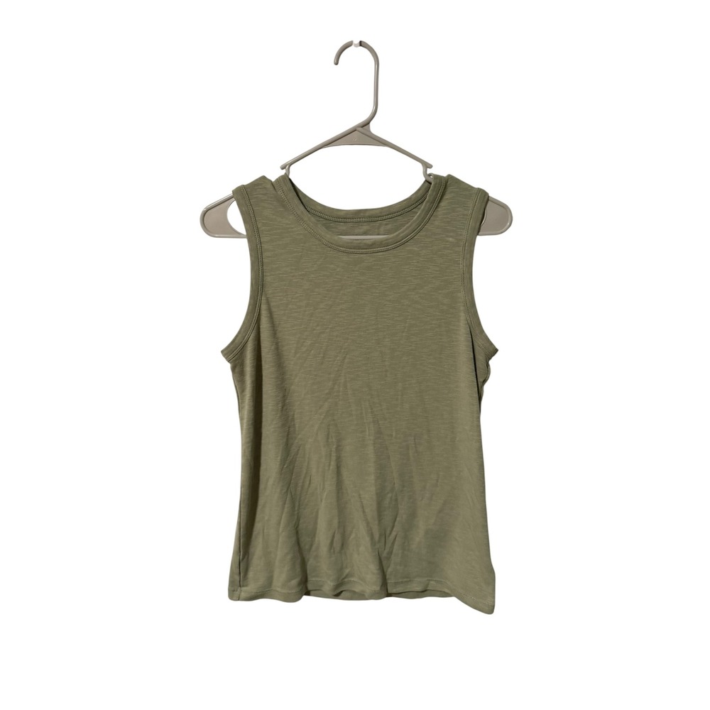 Rachel Zoe Size Large Slub Knit Tank Top Olive Green Crew Neck
